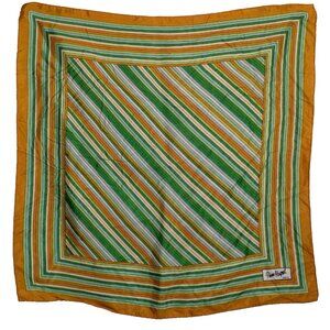 Vintage Pierre Moignet Paris Scarf Harvest Gold Green Blue Mod Acetate Japan